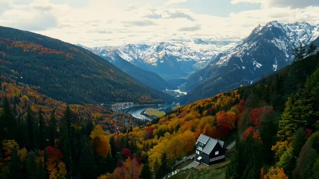 autumn beauty Vals Grison Switzerland aerial footage captured DJI Inspire 2 drone stunning fall colors 52K raw downscaled 4K resolution alps nature landscape forest beautiful