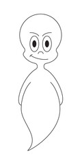 White ghost in cartoon style. Linear simple vector. Halloween. Mystery. EPS 10. Vector illustration