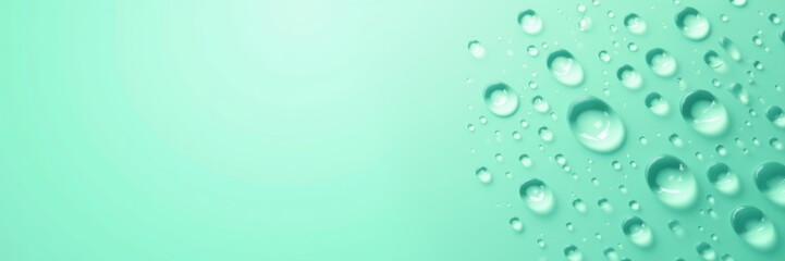Fresh and modern mint green background with water droplets, perfect for wellness, beauty, and product branding.