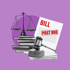 collection, debt, bill, financial, arm balance, book, gavel, debt, collection, bankruptcy, law,...