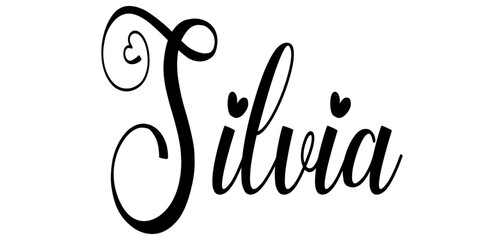 Silvia - black color - word name written with heart - ideal for websites, presentations, cards, banners, sweatshirts, prints, cricut, silhouette, sublimations, labels, stickers	