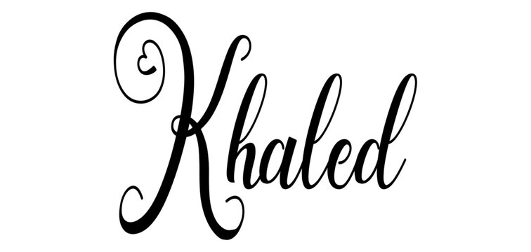 Khaled - black color - word name written with heart - ideal for websites, presentations, cards, banners, sweatshirts, prints, cricut, silhouette, sublimations, labels, stickers	