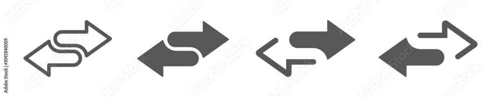 Poster double arrow icons in four direction concepts. swap icon with two arrows signs. double arrow in diff