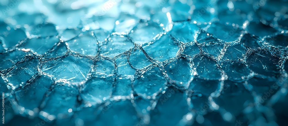 Poster an abstract close-up of a bubble structure in vibrant blue tones, showcasing intricate patterns and 
