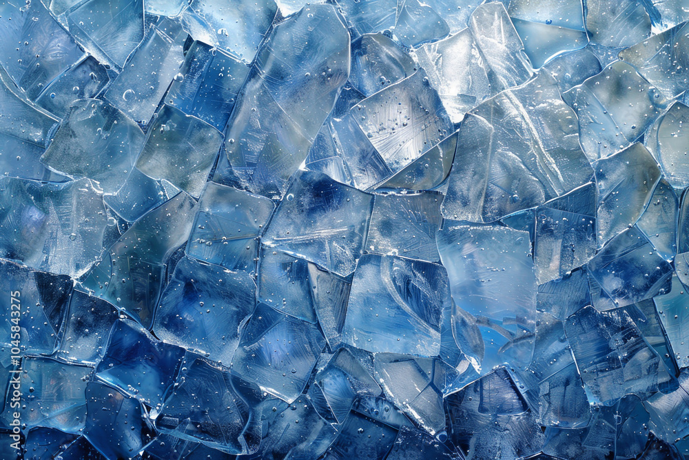 Aufkleber this composition features an array of blue ice pieces displaying intricate textures and shapes, illu