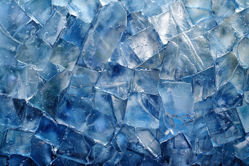 Obraz premium This composition features an array of blue ice pieces displaying intricate textures and shapes, illuminated by natural light, showcasing winter's beauty and serenity