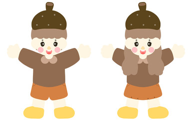 가을 도토리 모자 어린이 일러스트