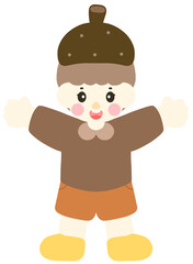 가을 도토리 모자 어린이 일러스트