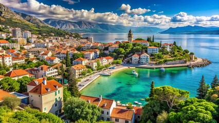 Fototapeta premium Scenic Coastal View of Podstrana - Summer in Mediterranean Croatia