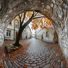 Fototapeta premium Tallinn's old town: architecture and empty streets.
