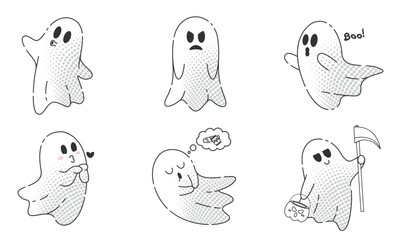 Halloween pumpkin and ghost pattern with trick-or-treat theme, Vector