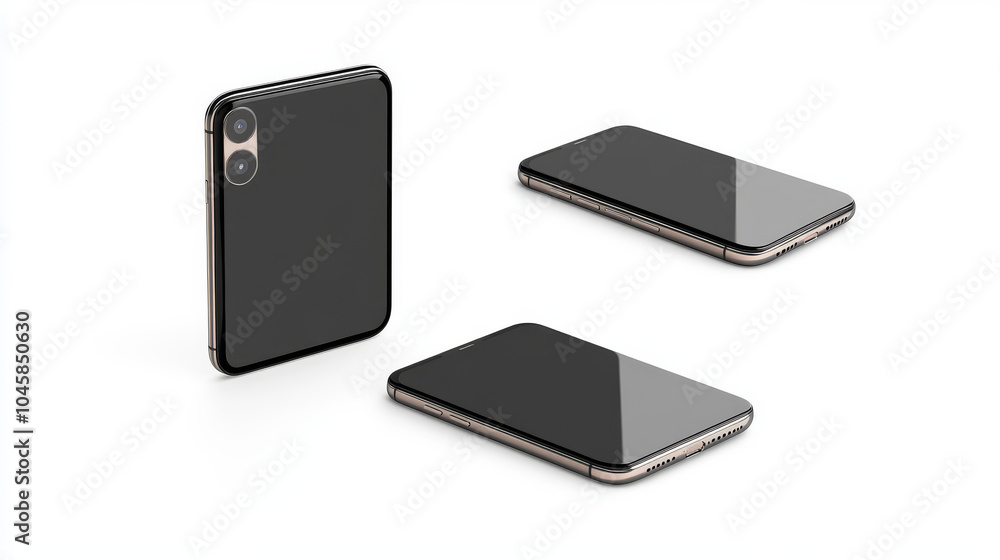 Poster a realistic 3d image of a smartphone on a white background, ready to be used as a template for desig