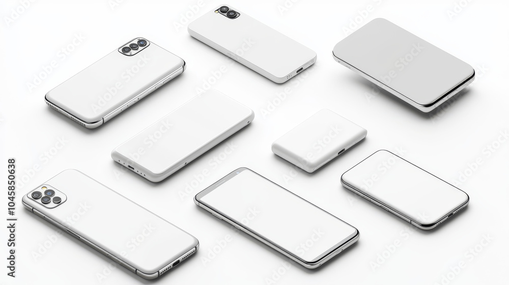 Poster a realistic 3d image of a smartphone on a white background, ready to be used as a template for desig