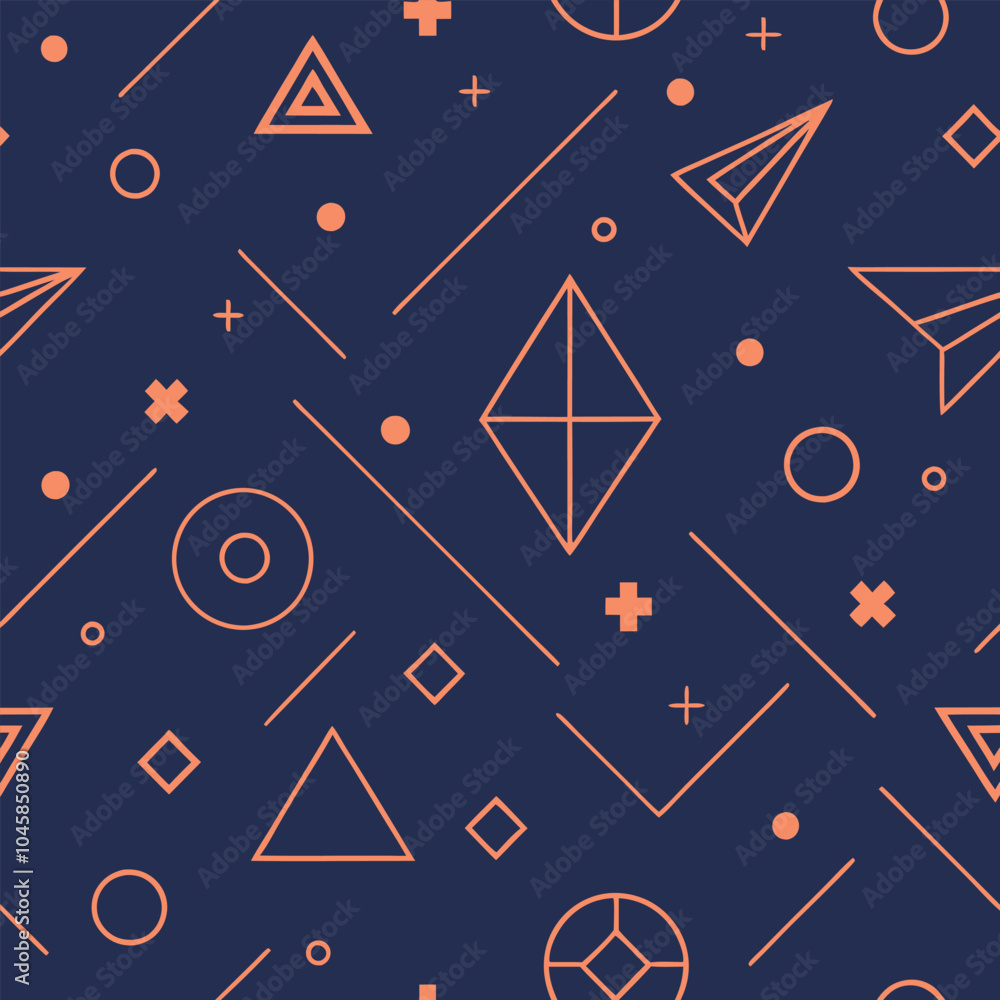 Poster seamless geometric pattern vector with minimalist lines and shapes for versatile use.