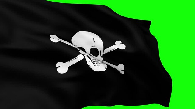 3d rendered animation of waving piratical flag over green screen
