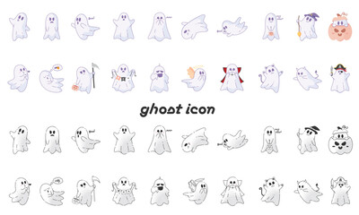 Cute ghost devil and vampire pattern for Halloween, Vector