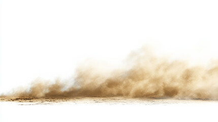 Realistic dust clouds isolated on a white background, resembling a sandstorm or polluted air, perfect for visual effects or environmental themes