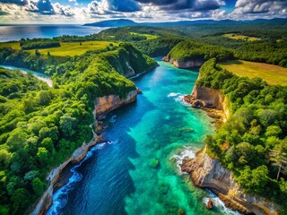 Naklejka premium Spliss Aerial View: Stunning Drone Photography of Nature's Split Landscapes
