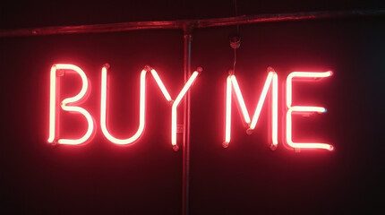 Obraz premium Neon ‘Buy Me’ Sign for Advertising, Retro Marketing, and Sales Promotions - Perfect for Business Signage or Digital Marketing Campaign