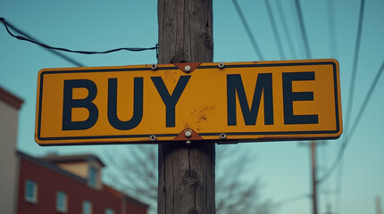Naklejka premium Real Estate ‘Buy Me’ Sign for Advertising, Real Estate, and Street Marketing — Perfect for Product Promotion and Real Estate Listings