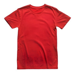 Red T-shirt isolated on a transparent background, ideal for casual wear, branding, and versatile fashion
