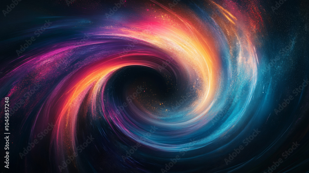 Poster a colorful, swirling design representing the flow of data. it's a visual for concepts like big data,
