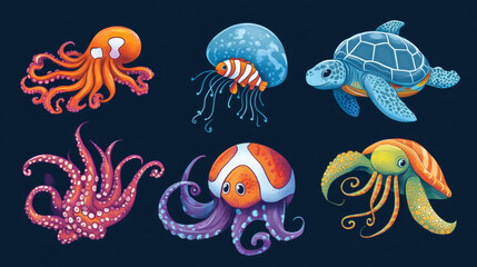 A Collection of Playful Sea Creatures.
