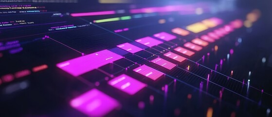Colorful 3D Project Management Dashboard Illustration