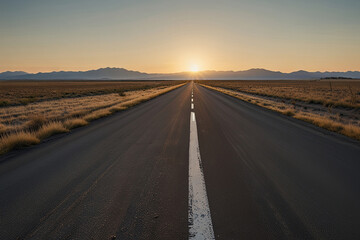 Fototapeta premium Endless Road with Forward Arrow Symbolizing Direction and Goal Setting