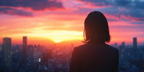 Fototapeta premium Dusk Silhouette - Sunset over Cityscape