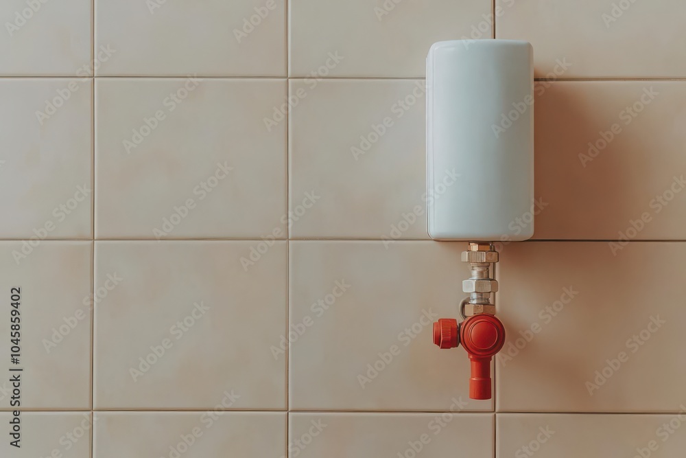 Poster home water heater system with leak detection sensors, high-tech warning system with red led alerts, 