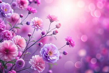 Soft and delicate pink and purple flowers on a minimalistic background, ideal for spring and romantic themes