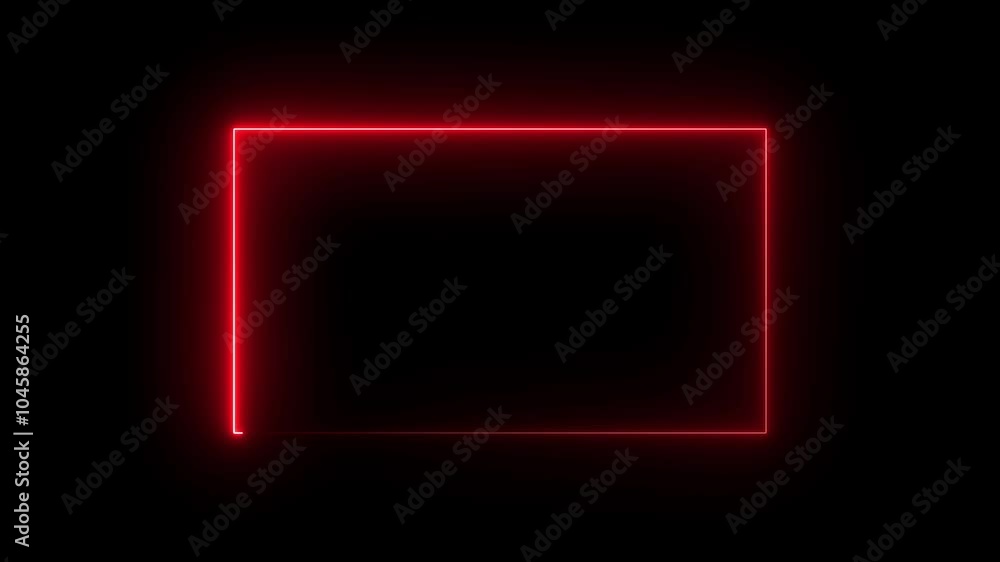 Poster glowing line frame web neon box pattern. animated neon glowing frame on black background.