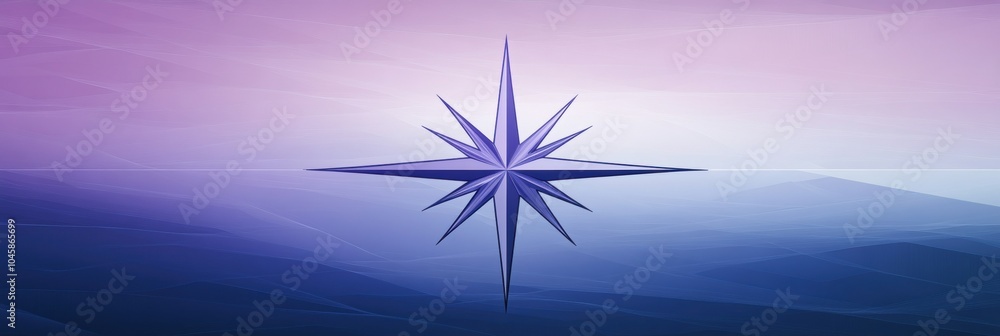 Poster geometric design features a compass rose with precise lines, emphasizing directionality against a ca