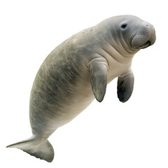 Fototapeta premium Profile view of a manatee isolated on a transparent background, perfect for wildlife and marine life education