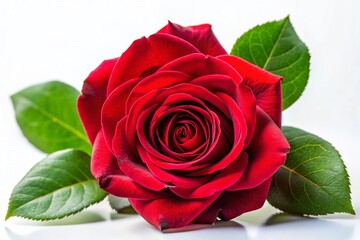 Fototapeta premium Stunning Red Rose Isolated on White Background - Perfect for Floral Designs and Nature Themes