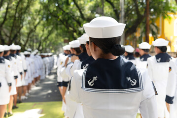 Female Navy soldiers are seen during a parade celebrating Brazilian independence in the city of...