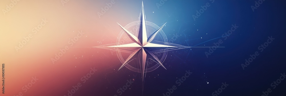Aufkleber a striking compass rose features sharp, clean lines emanating from a central point against a vibrant