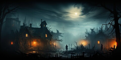 A haunting village scene