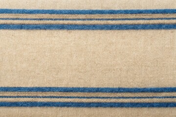 Soft cashmere fabric with beige and blue stripe pattern