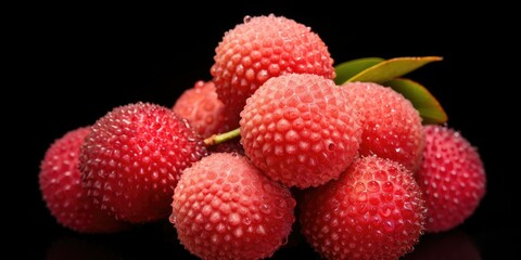 Closeup of lychees with water droplets