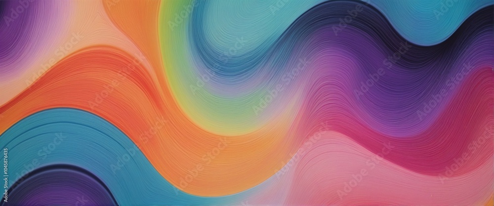 Poster groovy colorful gradient background with texture and dark wave effect