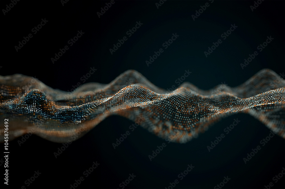 Poster abstract wave artificial intelligence. futuristic point wave. abstract background with a dynamic wav