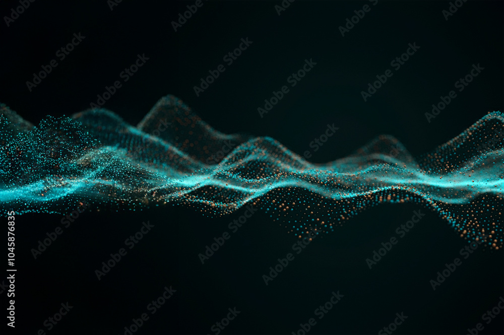 Poster abstract wave artificial intelligence. futuristic point wave. abstract background with a dynamic wav