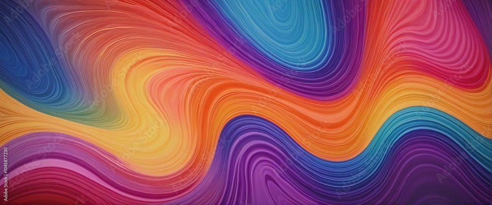 Poster groovy colorful gradient background with texture and dark wave effect