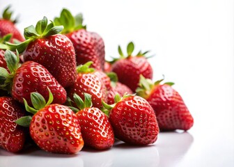 Fresh Red Strawberries on Clean White Background