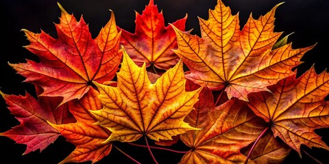 Vibrant Maple Leaves in Autumn Color Palette