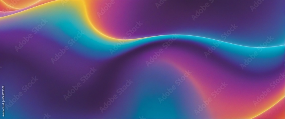 Poster groovy colorful gradient background with texture and dark wave effect