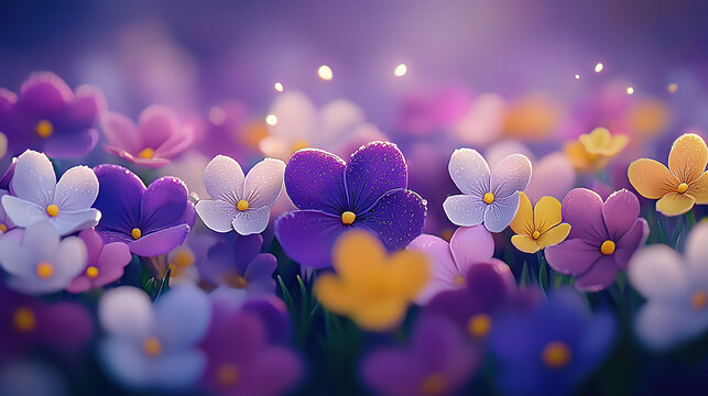   Purple, yellow, and white flowers surround the word 'm88' in the center of the photo