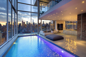 Obraz premium Urban Loft House with a Rooftop Pool